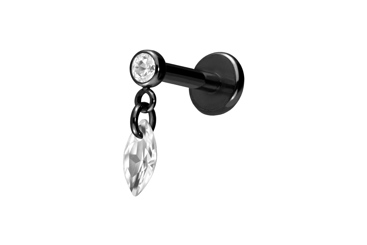 Titan Labret Piercing mit Push Fit KRISTALLOVAL